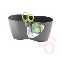 Virágcserép műanyag 25cm grafit Herbal Limes Dublo