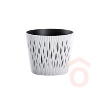 Virágcserép Sandy Round 2in1 13cm fehér Prosp.