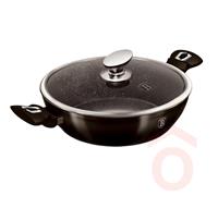 Lábas alu 28cm 3,8l üveg fedővel fényes fekete BH/6609