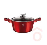 Lábas alu 24cm 4,1l üveg fedővel Metal.burgundy BH/1257N