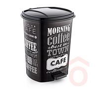 Szemetes pedálos 50L műanyag fekete/fehér D096X138