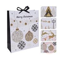 Ajándéktasak 26x32cm Merry Christmas arany/fekete