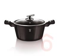 Lábas alu 20cm 2,5l üveg fedővel fényes fekete BH/6604