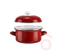 Lábas 3l fedővel zománcozott piros sav 20cm 14217 PHome