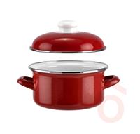 Lábas 4l fedővel zománcozott piros sav 22cm 14409 PHome