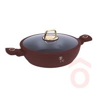 Lábas alu 28cm 3,8l üveg fedővel Leo matt bordó BH/8038