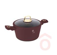 Lábas alu 24cm 4,1l üveg fedővel Leo matt bordó BH/8041