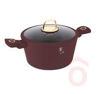 Lábas alu 28cm 6,1l üveg fedővel Leo matt bordó BH/8042