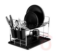 Edényszárító fém +műanyag fekete tálca 48x32x29cm BH/8597N