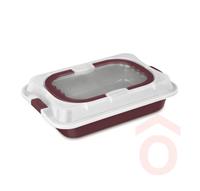 Tepsi 36,5x24,5x5,5cm fedővel Leo matt bordó BH/8636