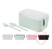 Uzsonnás doboz+evőeszk. 18,3x10x8,6cm 4 szín 010000630