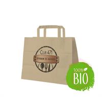 Papírtáska barna 32x16x27cm 50db lebomló BIO logó Club471