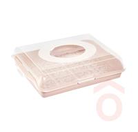 Süteményes doboz műanyag fedeles szögletes 35x45x11cm pink