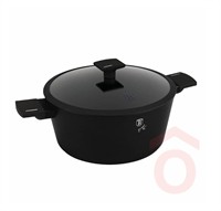 Lábas alu 28cm 6,1l üveg fedővel matt fekete BH/8189