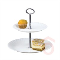 Kínálótál Feston 2 emeletes fehér üveg 19138