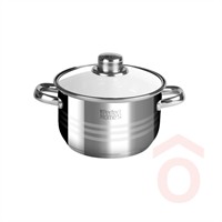 Lábas rozsdamentes 3 liter 20cm + üveg fedő 10343