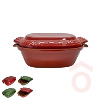 Sütőtál terracotta agyag mázas 41x27x15cm 6L piros zöld17901