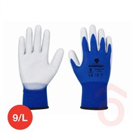 Kesztyű poliészter PU tenyérmártott kék  "9/L" SF0033-9