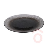 Üvegtányér 21cm domborpöttyös átlátszó fekete 044201060