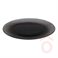 Üvegtányér 28cm domborpöttyös átlátszó fekete 044201070