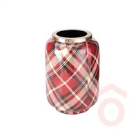 Karácsonyi váza 15x15x20 cm piros kockás A67103890
