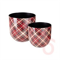 Karácsonyi kaspó 2 db 23cm 26cm piros kockás A67103910