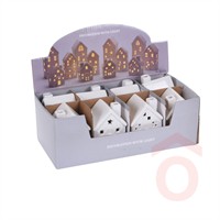 Karácsonyi LED-es porcelán házikó 6x5,8x8,7cm ALX610570