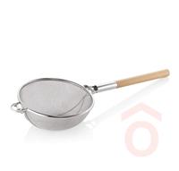 Szűrő rozsdamentes 35cm dupla hálós fa nyéllel 80071085
