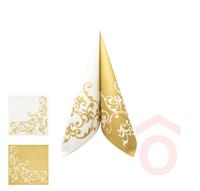 Szalvéta prémium 40x40cm 1/4 50db fehér/arany Mank 88319