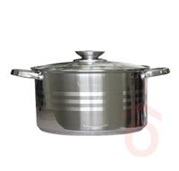 Lábas inox 26cm+üveg fedő 6,9lit.